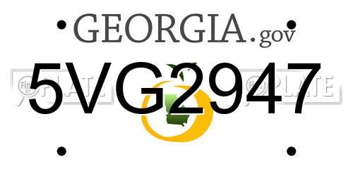 5VG2947 Georgia License Plate