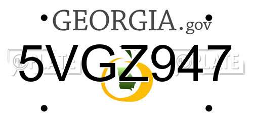 5VGZ947 Georgia License Plate