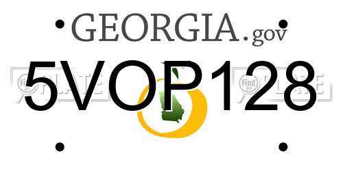 5VOP128 Georgia License Plate
