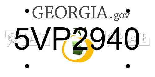 5VP2940 Georgia License Plate