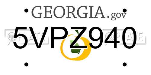 5VPZ940 Georgia License Plate