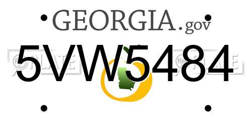 5VW5484 Georgia License Plate
