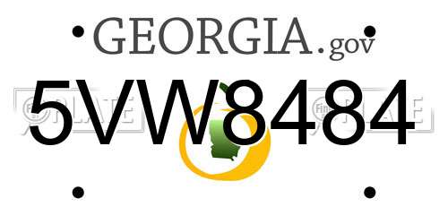 5VW8484 Georgia License Plate