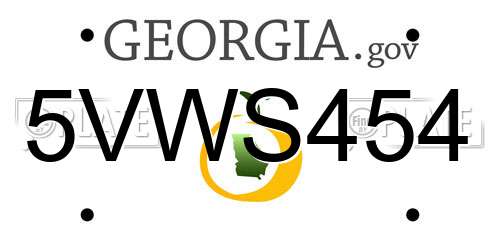 5VWS454 Georgia License Plate