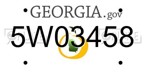 5W03458 Georgia License Plate
