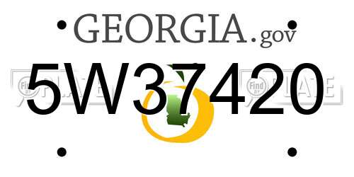 5W37420 Georgia License Plate