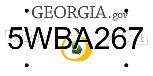 5WBA267 Georgia License Plate