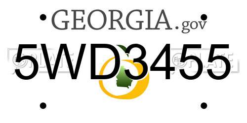 5WD3455 Georgia License Plate
