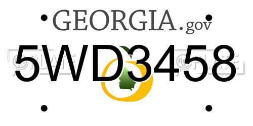 5WD3458 Georgia License Plate