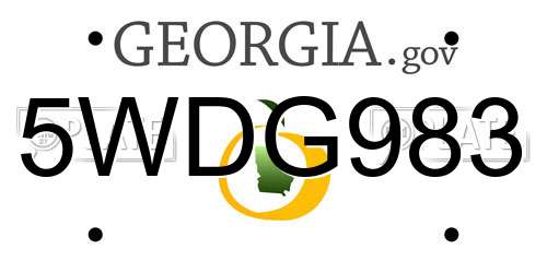 5WDG983 Georgia License Plate