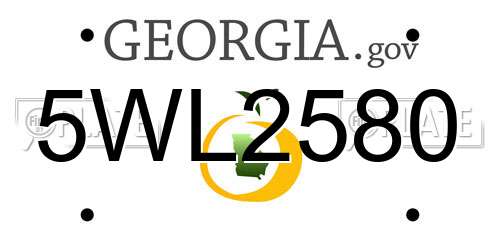 5WL2580 Georgia License Plate