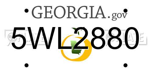 5WL2880 Georgia License Plate