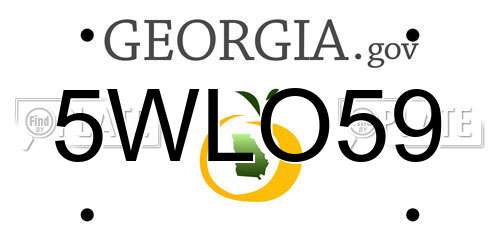 5WLO59 Georgia License Plate