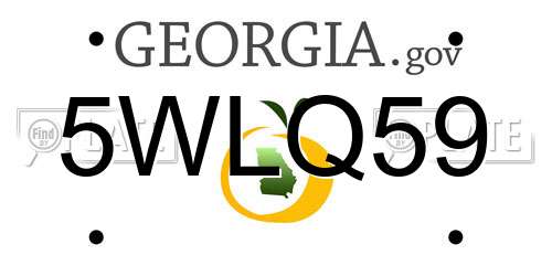 5WLQ59 Georgia License Plate