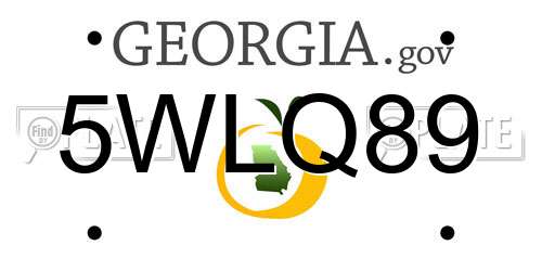 5WLQ89 Georgia License Plate