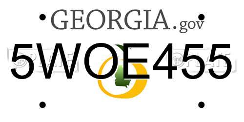 5WOE455 Georgia License Plate