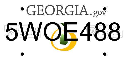 5WOE488 Georgia License Plate