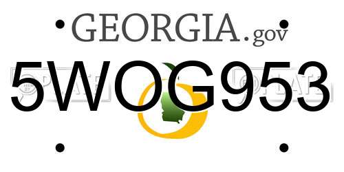 5WOG953 Georgia License Plate