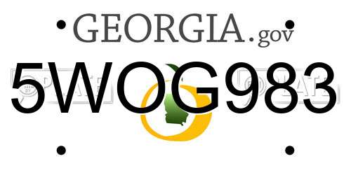 5WOG983 Georgia License Plate