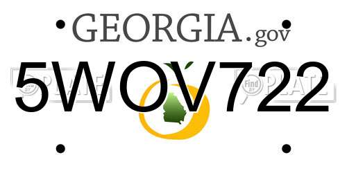 5WOV722 Georgia License Plate