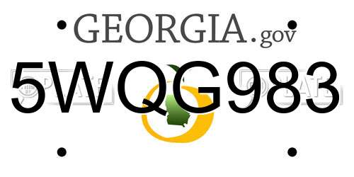 5WQG983 Georgia License Plate