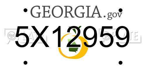 5X12959 Georgia License Plate