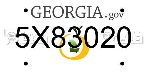 5X83020 Georgia License Plate