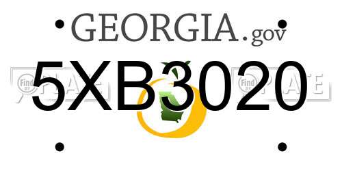 5XB3020 Georgia License Plate
