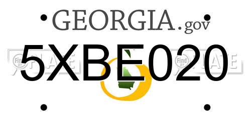 5XBE020 Georgia License Plate