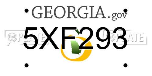 5XF293 Georgia License Plate