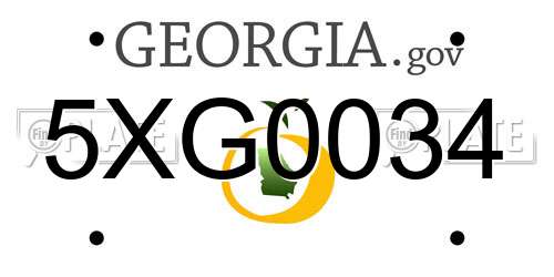 5XG0034 Georgia License Plate