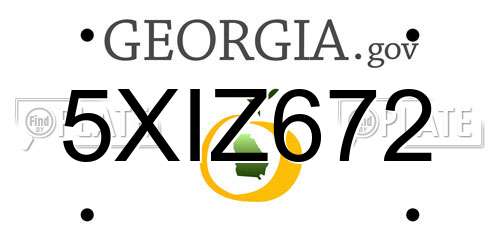 5XIZ672 Georgia License Plate