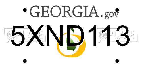 5XND113 Georgia License Plate