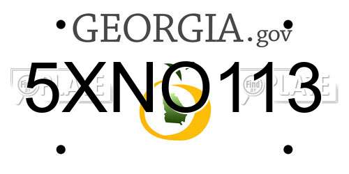 5XNO113 Georgia License Plate