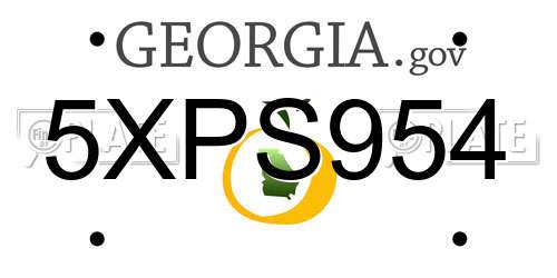 5XPS954 Georgia License Plate
