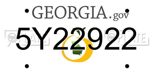 5Y22922 Georgia License Plate