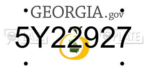 5Y22927 Georgia License Plate