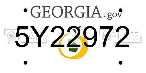 5Y22972 Georgia License Plate