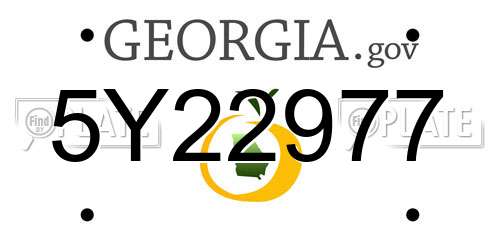 5Y22977 Georgia License Plate