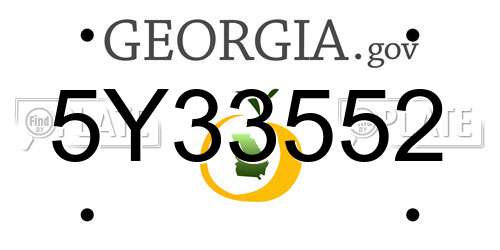 5Y33552 Georgia License Plate