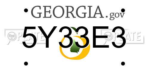 5Y33E3 Georgia License Plate