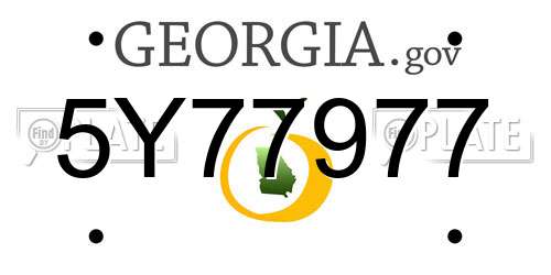 5Y77977 Georgia License Plate