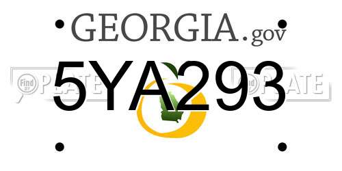 5YA293 Georgia License Plate