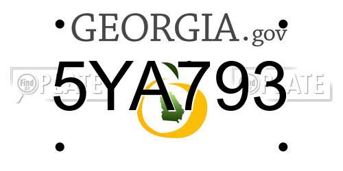 5YA793 Georgia License Plate
