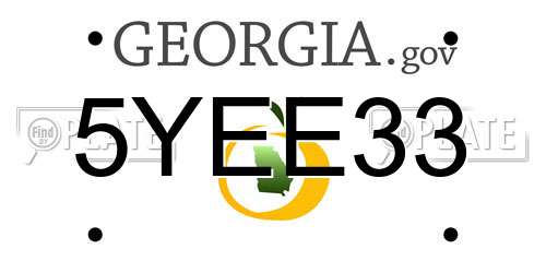 5YEE33 Georgia License Plate
