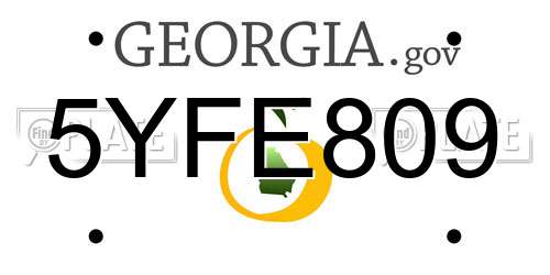 5YFE809 Georgia License Plate