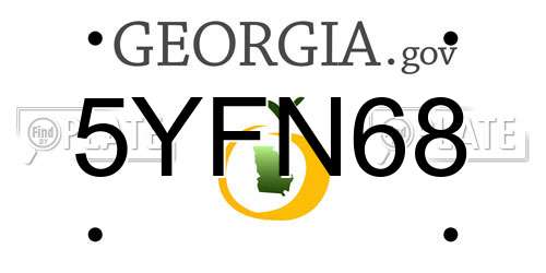 5YFN68 Georgia License Plate