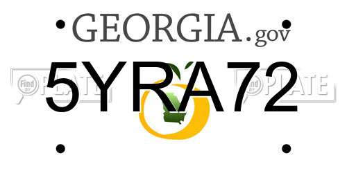 5YRA72 Georgia License Plate