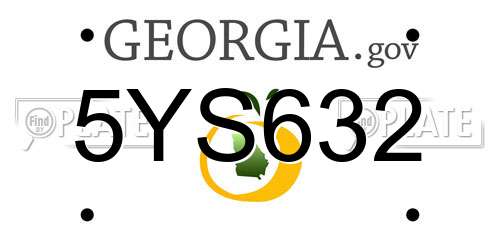5YS632 Georgia License Plate