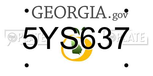 5YS637 Georgia License Plate
